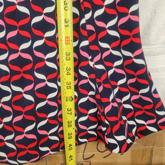 Boden Dress Womens 4 Blue Red Violette Ribbon Print Midi Kick Flare Skirt Preppy - Picture 10 of 11